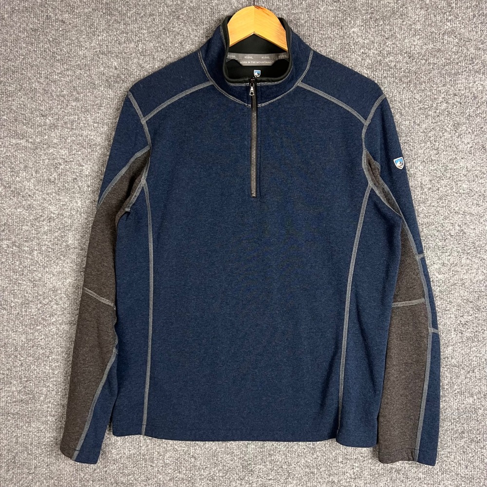 KUHL 1/4 Zip Pullover Mens Medium Blue Fleece Sweater Outdoor